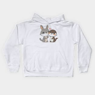 Rabbit & Otter in Love Kids Hoodie